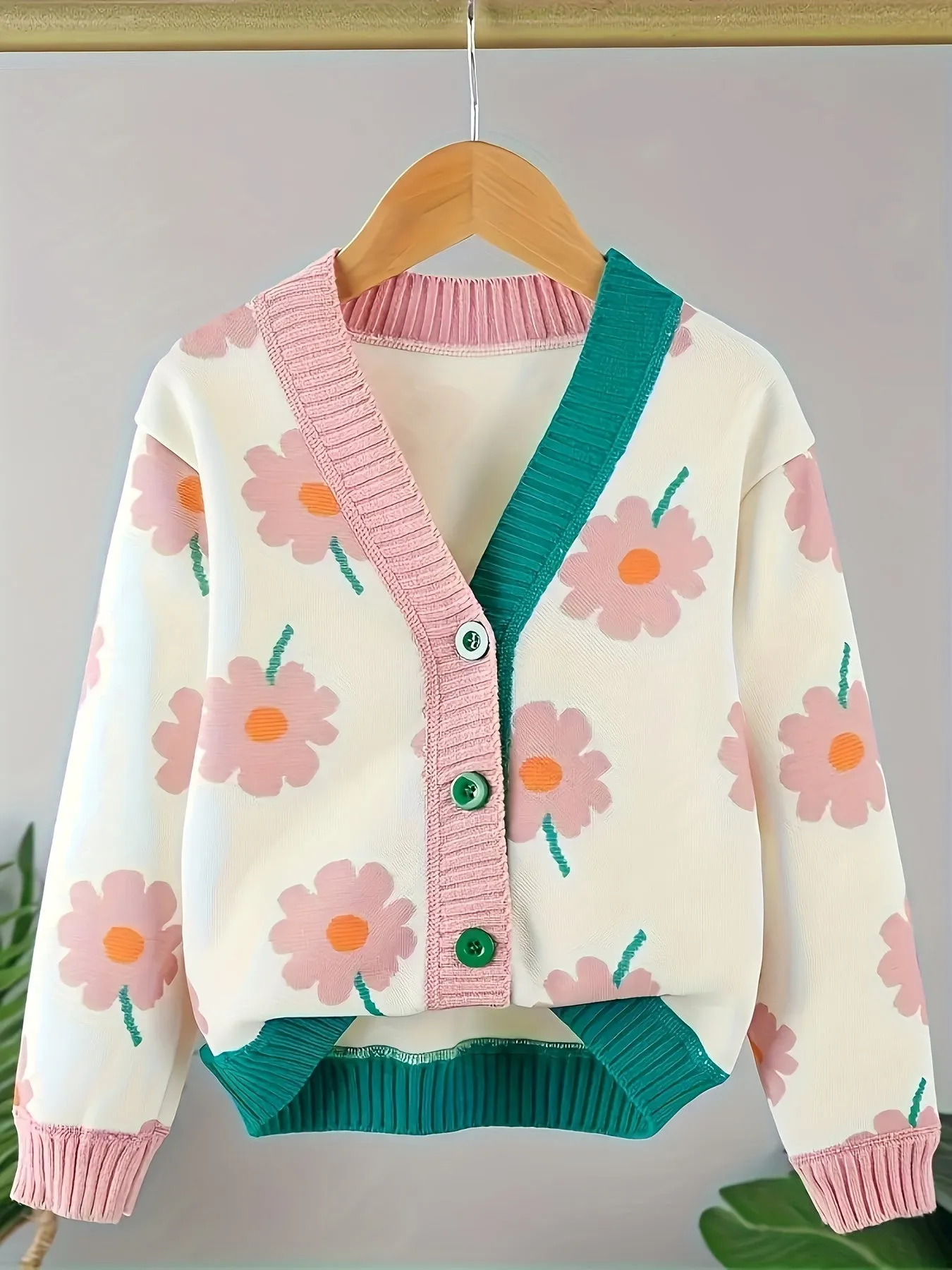 Girls’ Floral Button Cardigan Coat – Elegant & Eco-Friendly Children’s Fashion