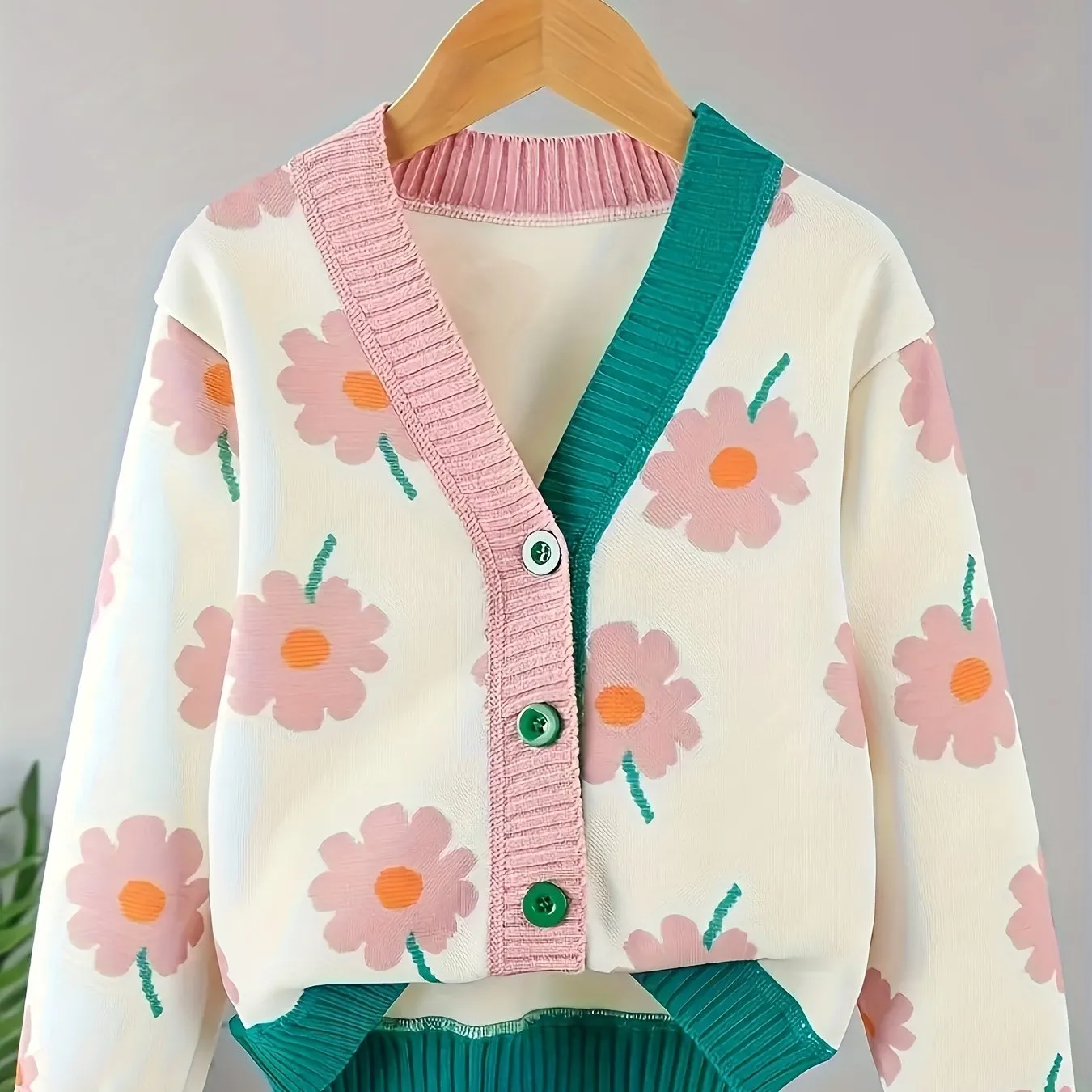 Girls’ Floral Button Cardigan Coat – Elegant & Eco-Friendly Children’s Fashion