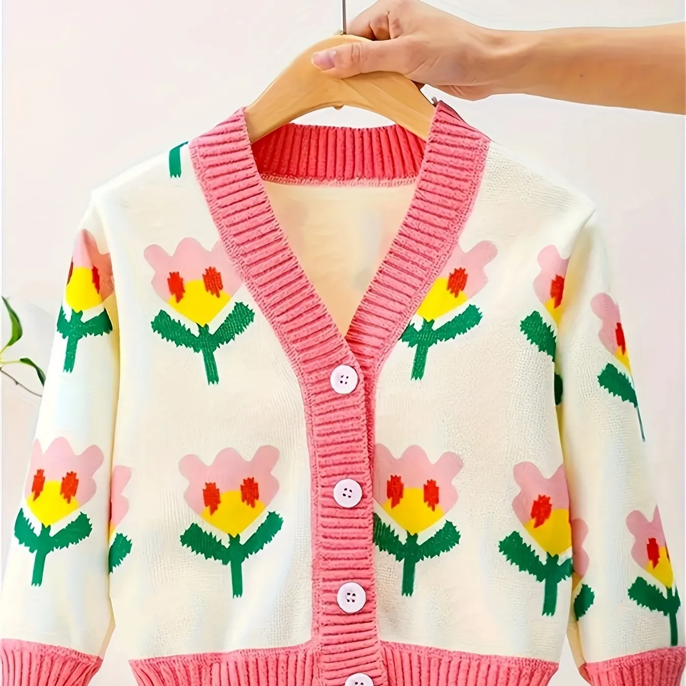 Girls’ Floral Button Cardigan Coat – Elegant & Eco-Friendly Children’s Fashion