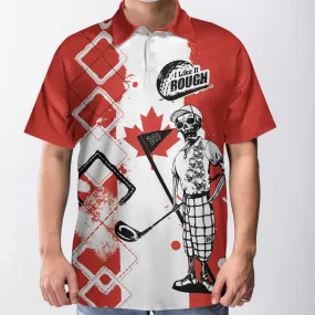 Golf I Like It Rough Canada Flag Polo Shirt, Argyle Pattern Skeleton Golfing Polo Shirt, Funny Golf Shirt For Men Coolspod