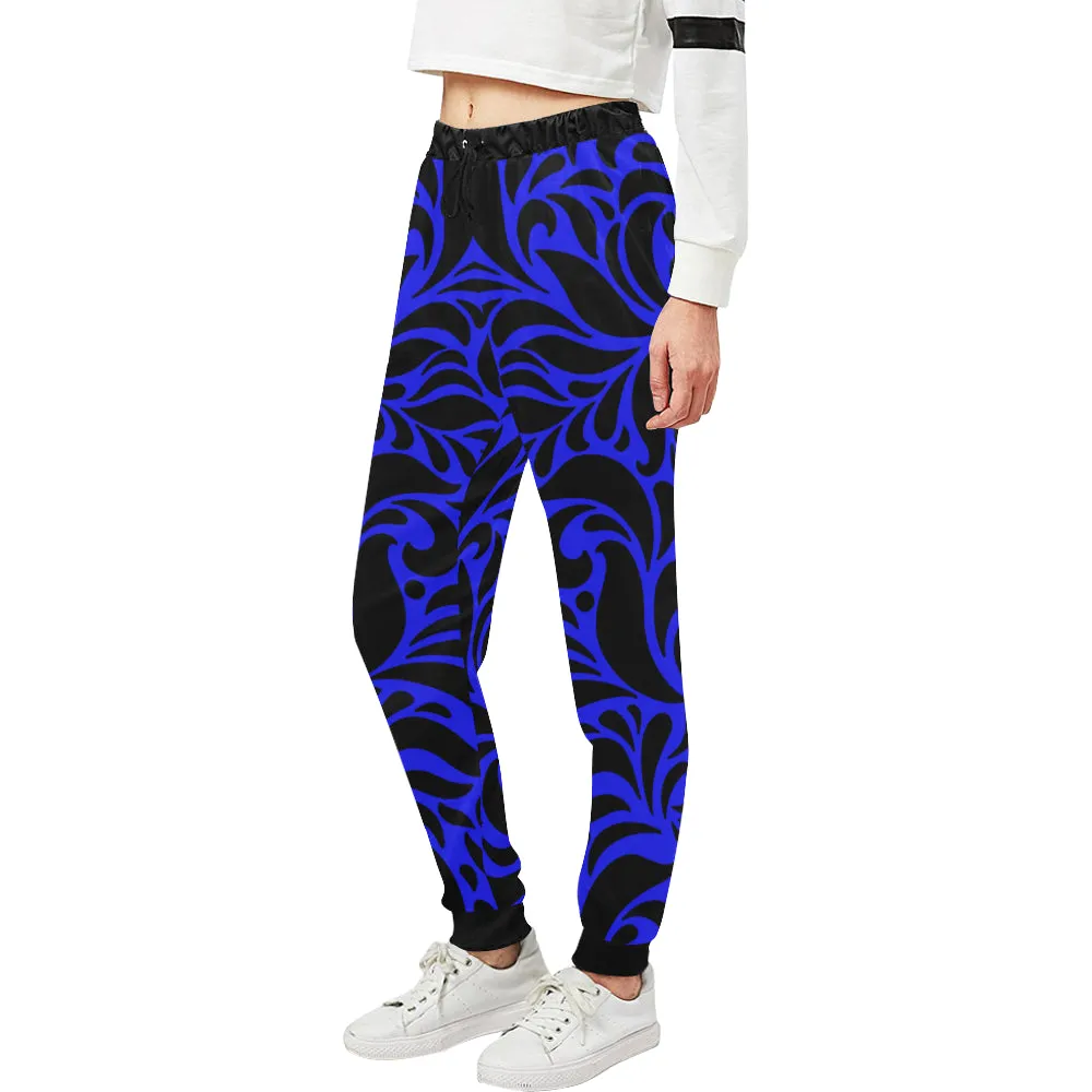 GORGIOUS LEAF BLUE Women's All Over Print Sweatpants