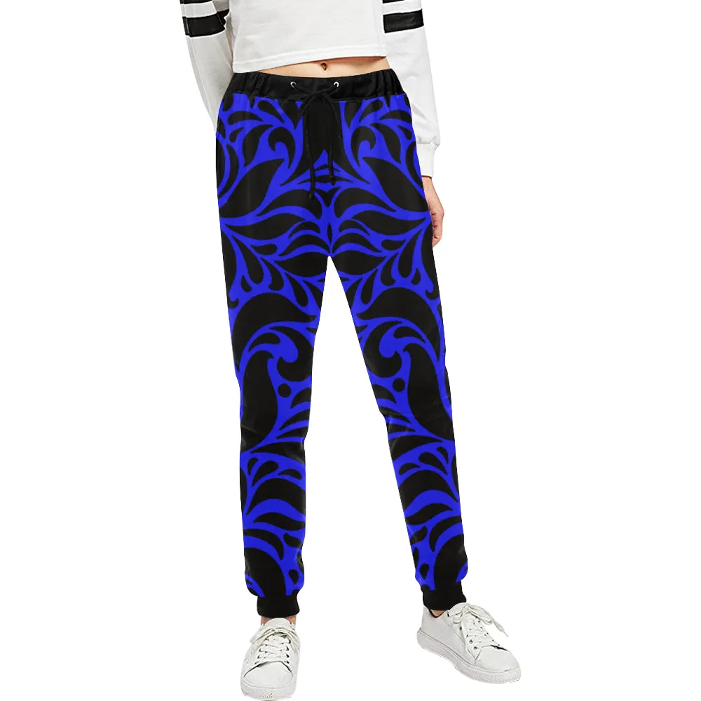 GORGIOUS LEAF BLUE Women's All Over Print Sweatpants