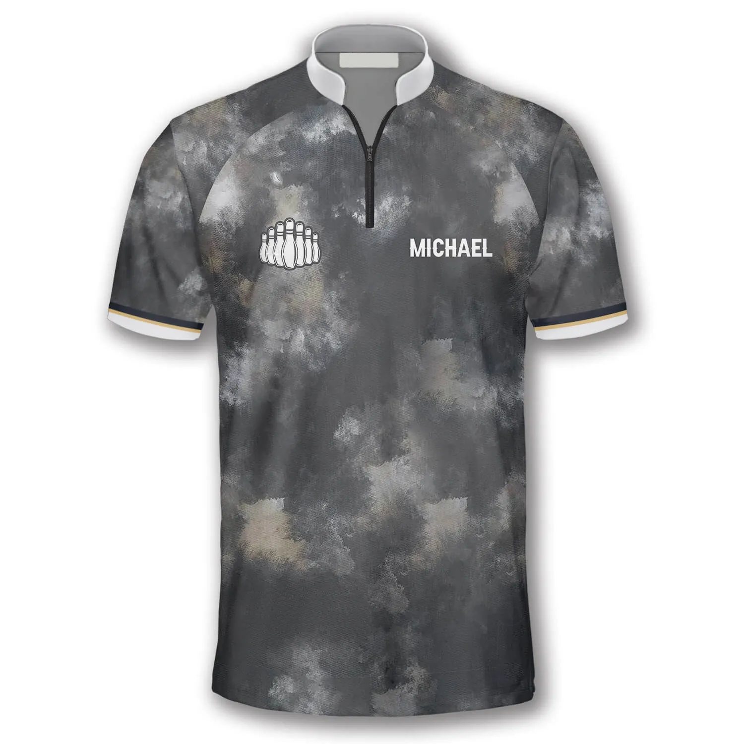 Grey Tie Dye Custom Bowling Jerseys for Men, Idea Gift for Bowler, Bowling Tie Dye Shirt