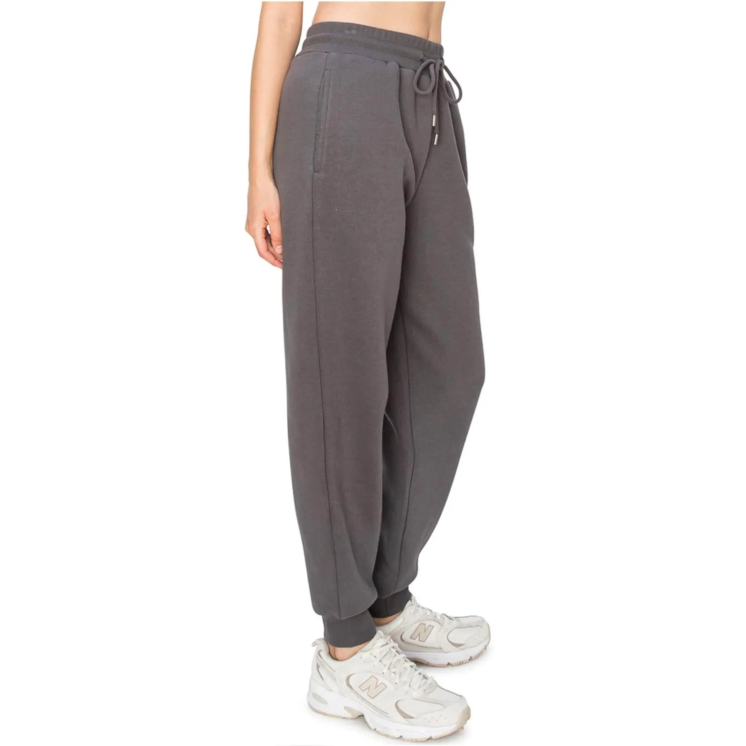 High Waisted Jogger Sweatpants With Los Angeles Embroidery - Charcoal