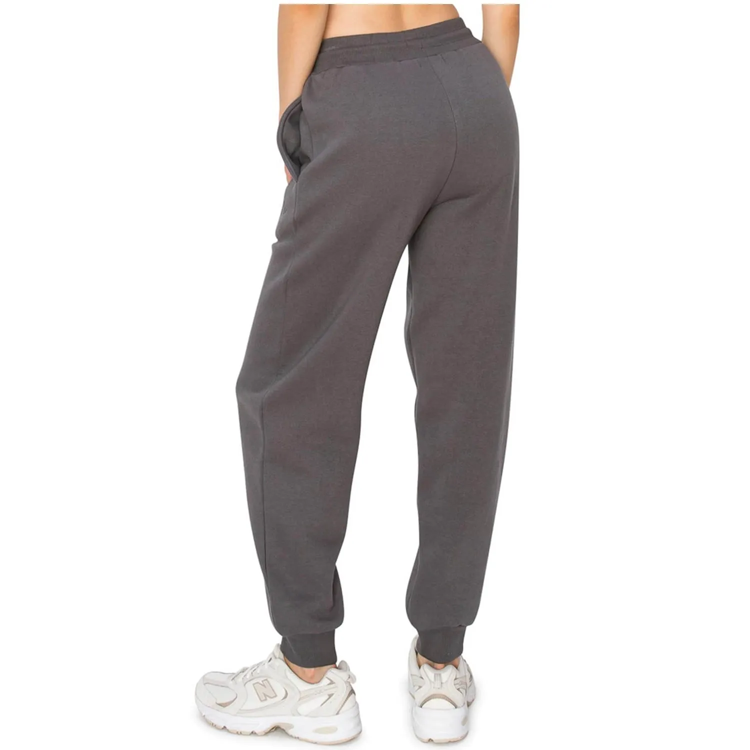 High Waisted Jogger Sweatpants With Los Angeles Embroidery - Charcoal