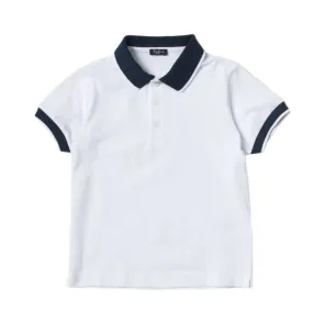 ILG White and Navy Blue Short Sleeve Polo