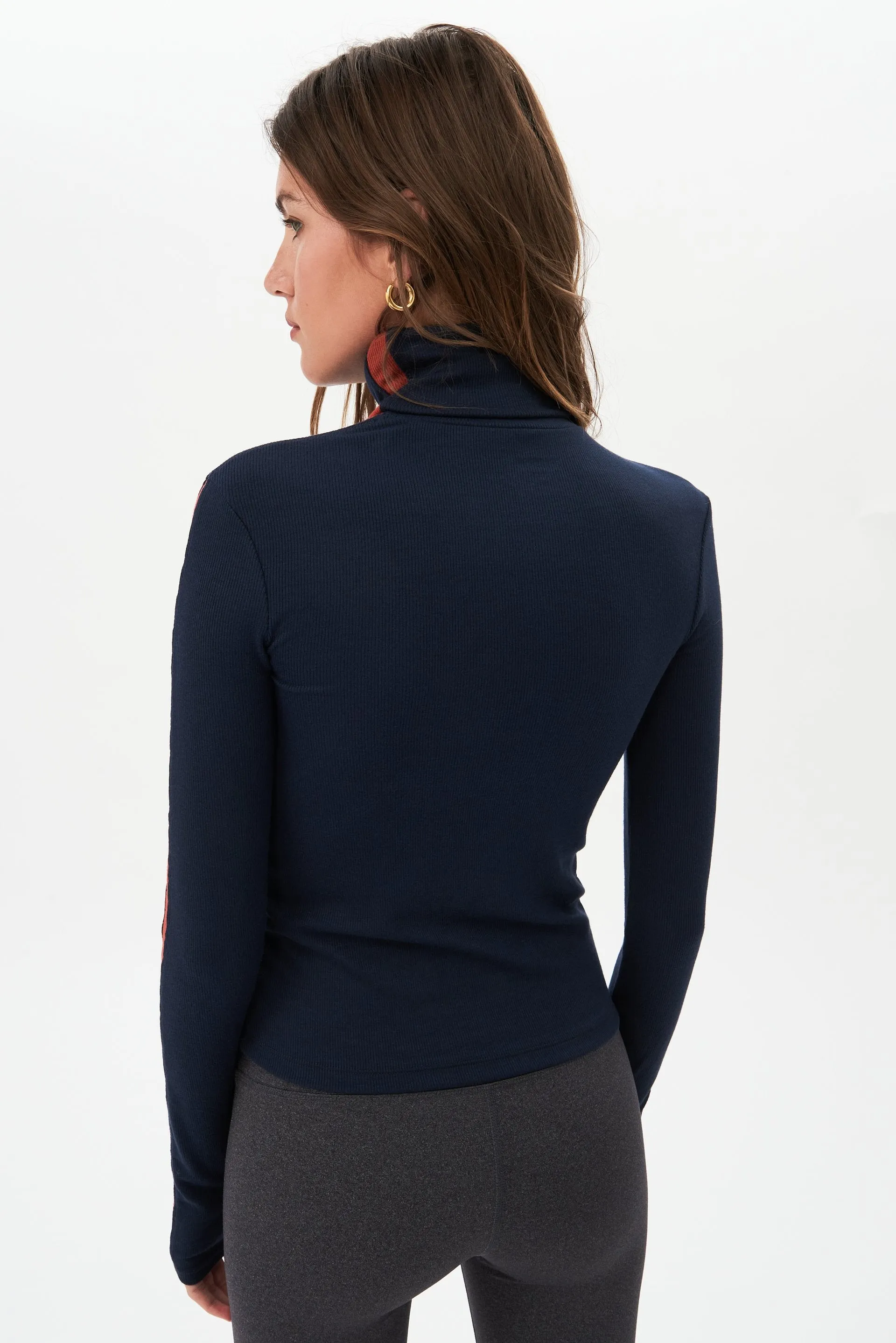 Jackson Rib Turtleneck, Indigo Rum