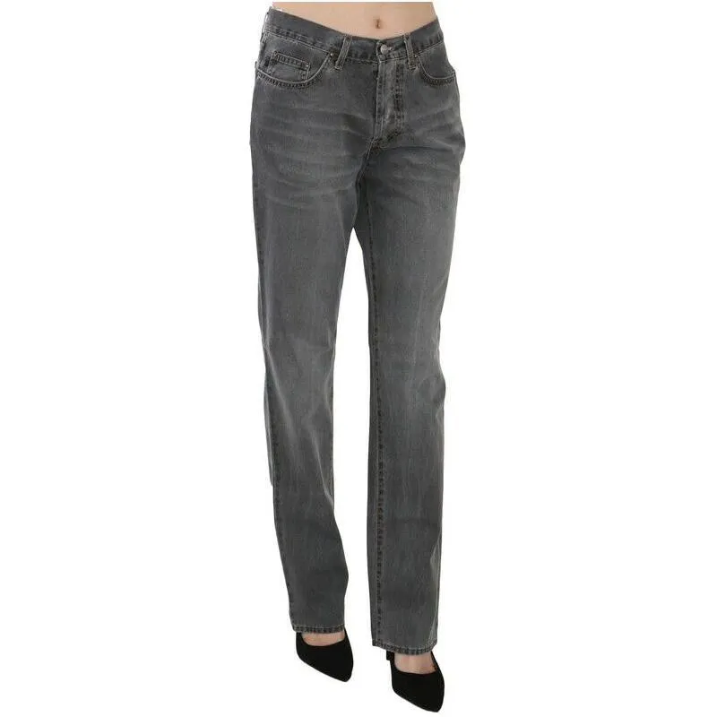 Just Cavalli Chic Gray Mid Waist Straight Leg Jeans