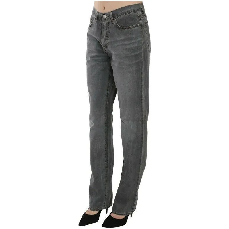 Just Cavalli Chic Gray Mid Waist Straight Leg Jeans