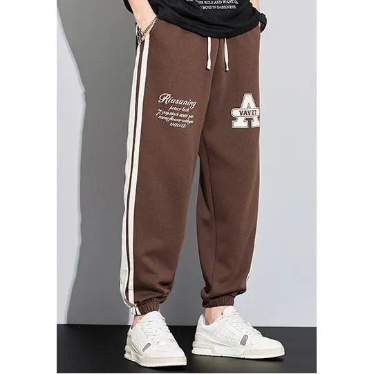 Knitted Sports Versatile Letter Tapered Patchwork Sweatpant