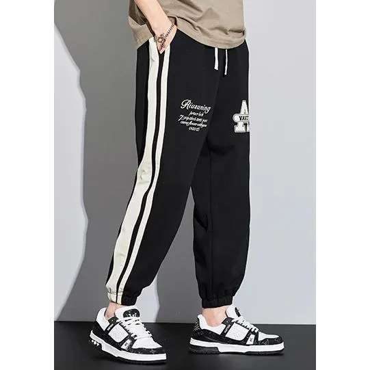 Knitted Sports Versatile Letter Tapered Patchwork Sweatpant