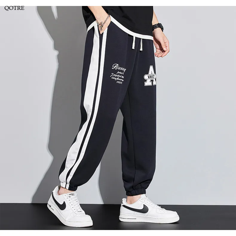 Knitted Sports Versatile Letter Tapered Patchwork Sweatpant