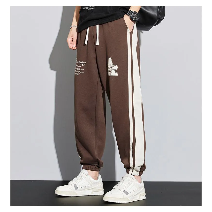 Knitted Sports Versatile Letter Tapered Patchwork Sweatpant