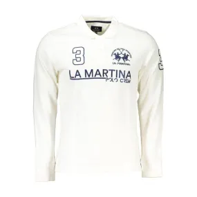 La Martina Elegant Long Sleeved White Polo