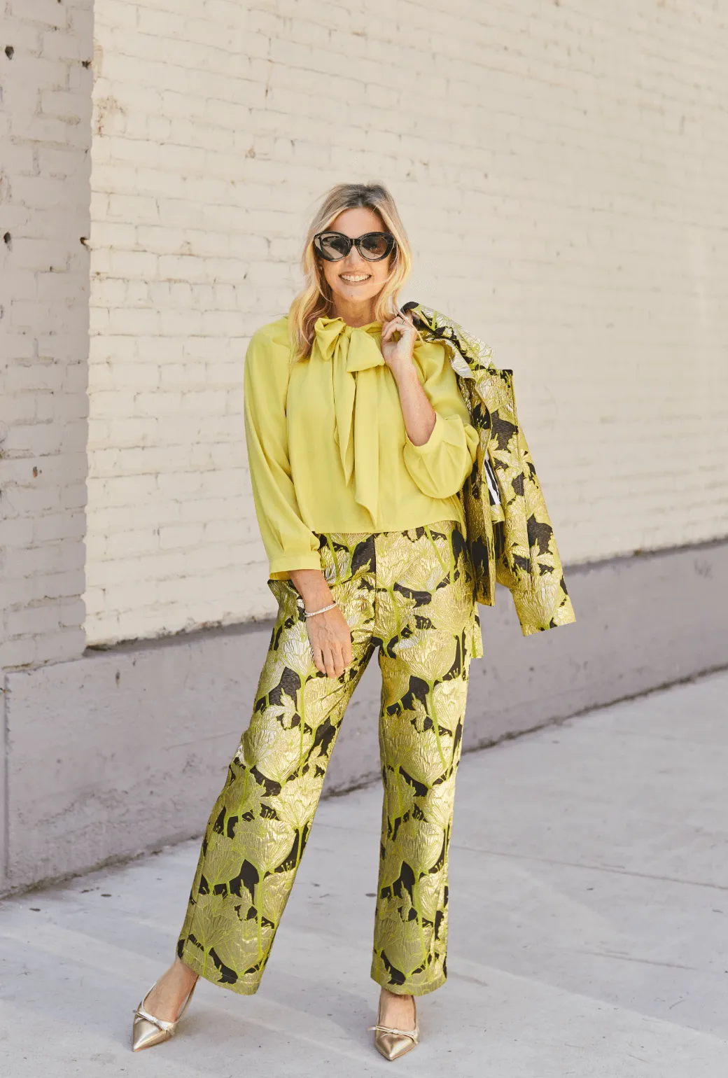 Le Culottes Full Length - Chartreuse and Black Brocade