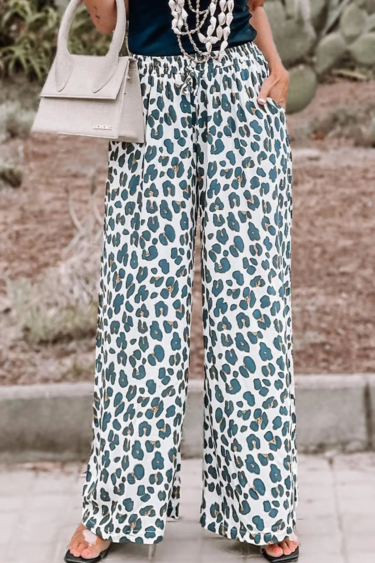 Leopard Drawstring Waist Culottes