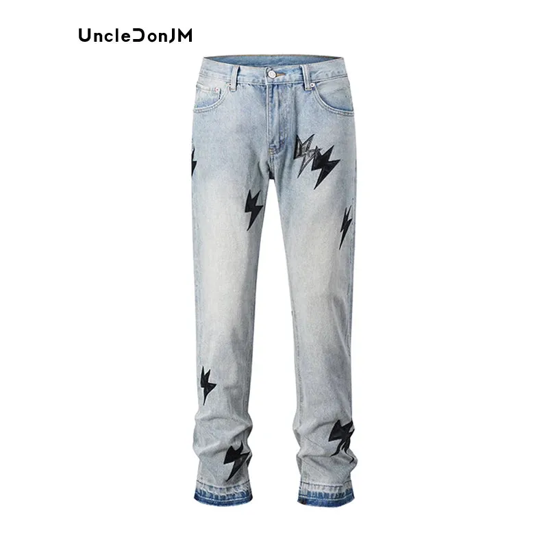 Lightning Leather Skinny Jeans - Vintage Y2k Men's Jeans