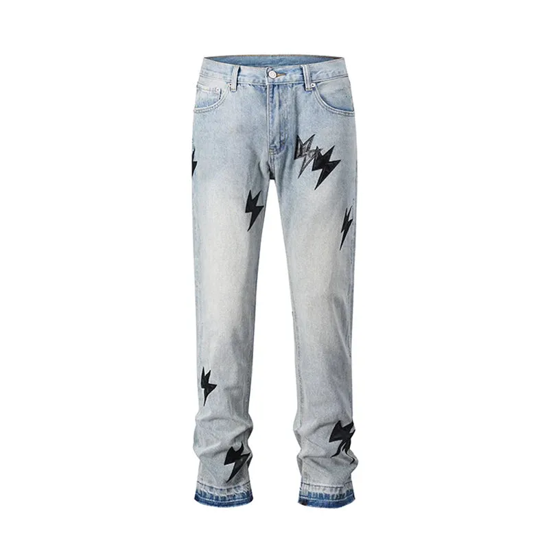 Lightning Leather Skinny Jeans - Vintage Y2k Men's Jeans