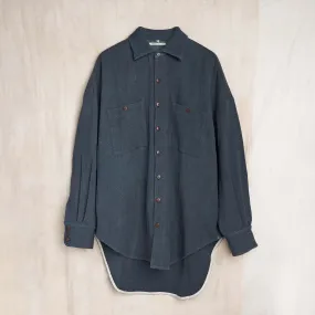 Lonnng Shirt, Indigo-Iron Gray Wool Twill