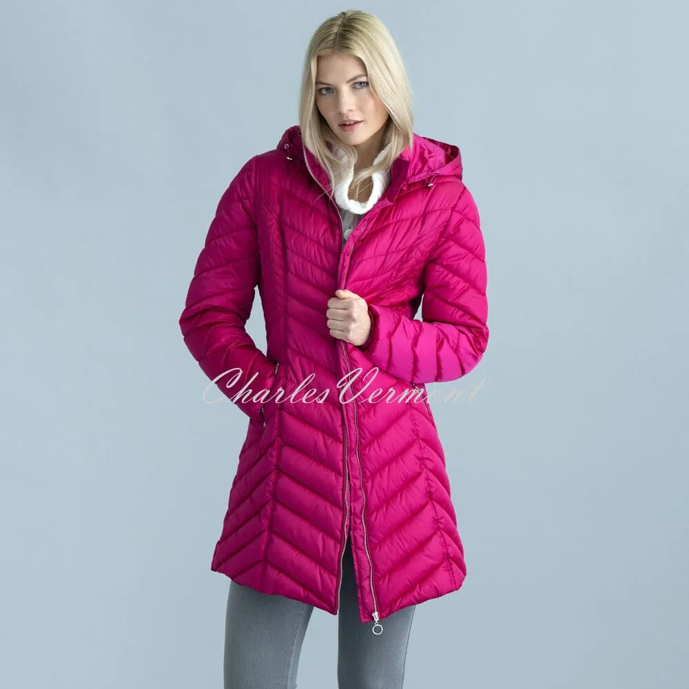 Marble Medium Length Quilted Coat – style 5948-181 (Raspberry)