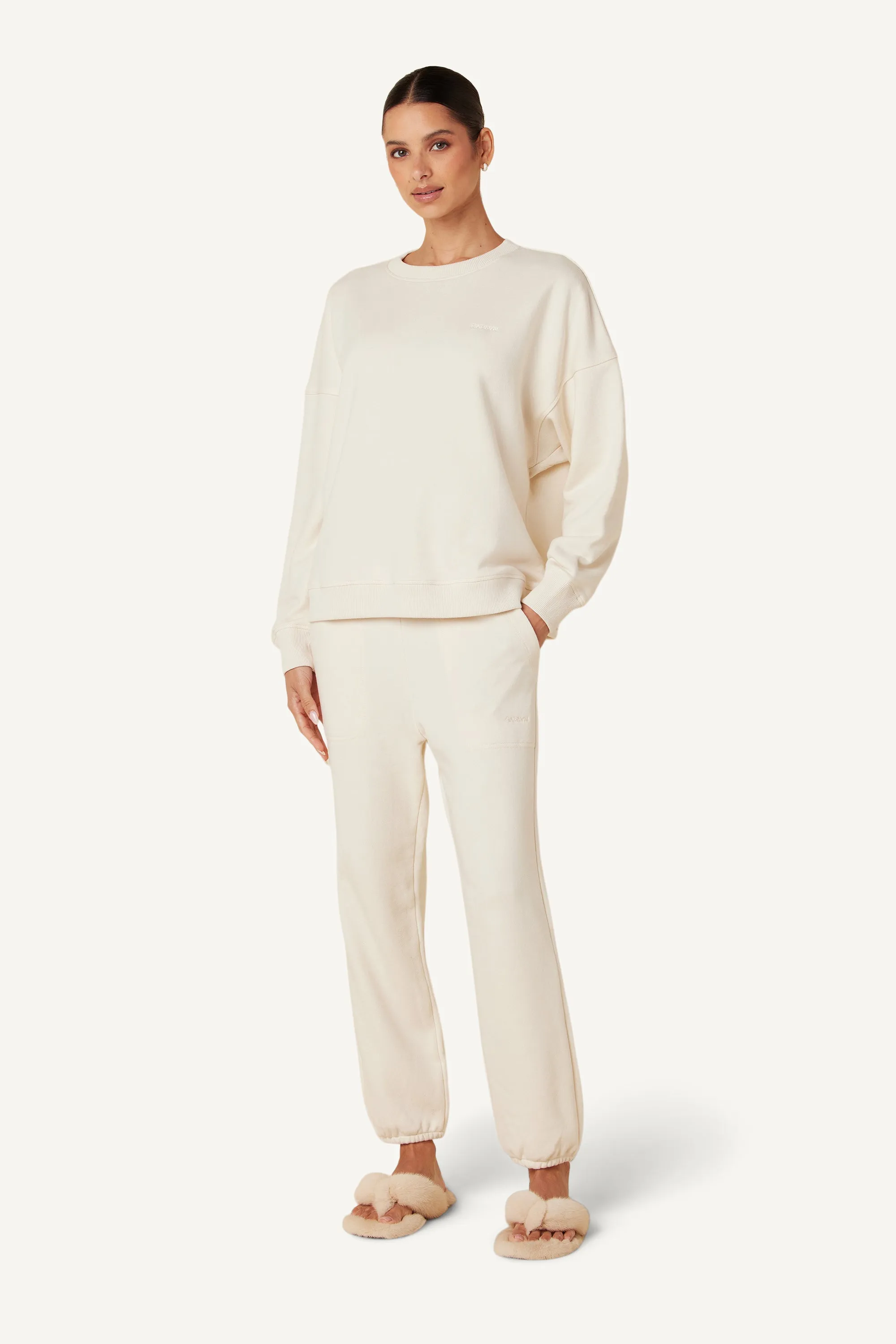 MASON LOW RISE RELAXED SWEATPANT W/ POCKETS| GARDENIA