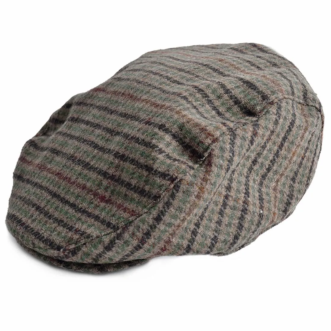 Mens Flat Cap Houndstooth Check Wool Blend Winter Hat