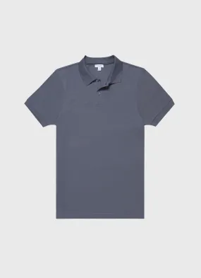 Men's Piqué Polo Shirt in Slate Blue