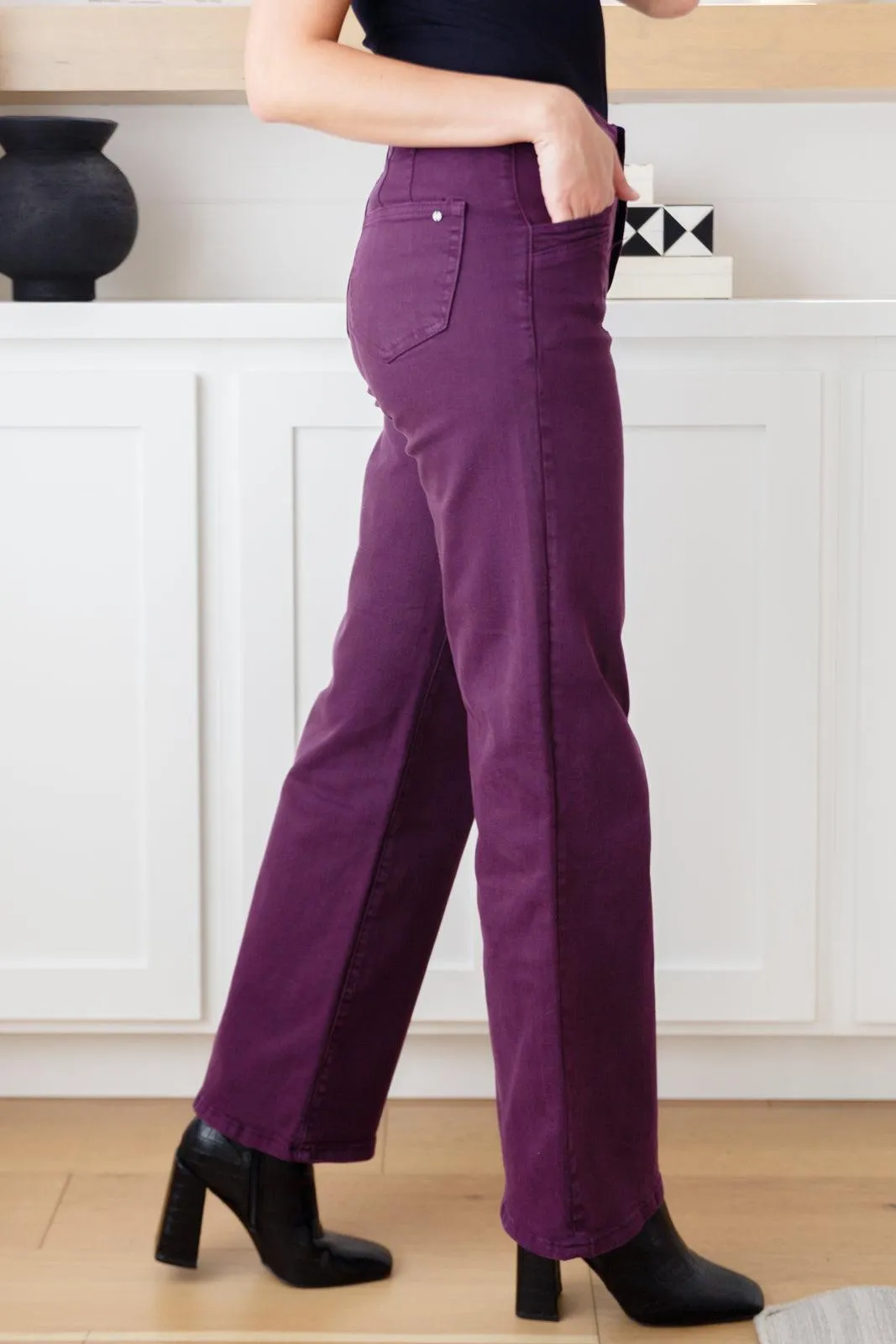 Mica Denim Plum High Rise Wide Leg Jeans