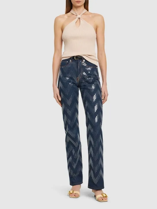 Missoni   Zig Zag sequined denim straight jeans 