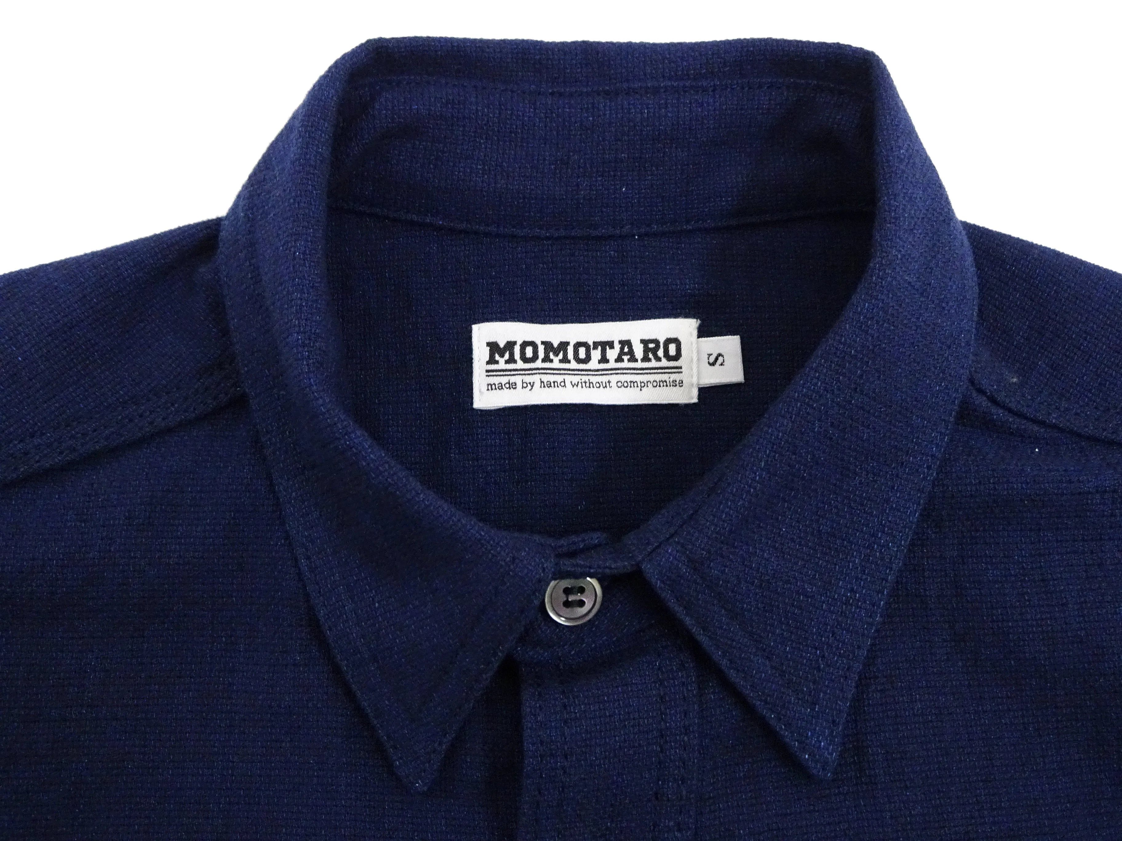 Momotaro Jeans Shirt Men's Plain Lightweight Cotton Dobby Long Sleeve Button Up Work Shirt MXLS1008 Indigo