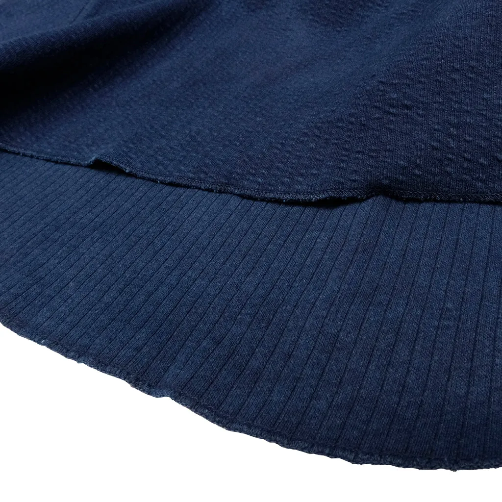 OD LW Indigo Dyed Double Face Jacquard Crewneck Thermal