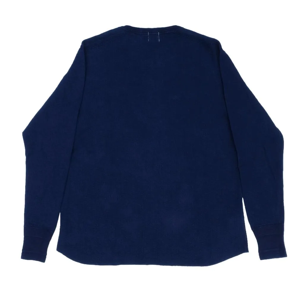 OD LW Indigo Dyed Double Face Jacquard Crewneck Thermal