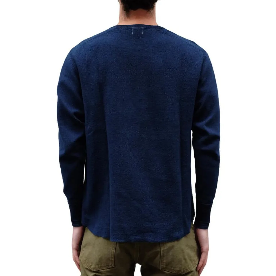 OD LW Indigo Dyed Double Face Jacquard Thermal Henley