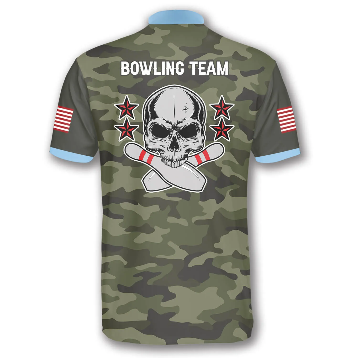 Passionate Skull Camo Custom Bowling Jerseys for Men, 3D All Over Print Bowling Shirt, Skull Shirt