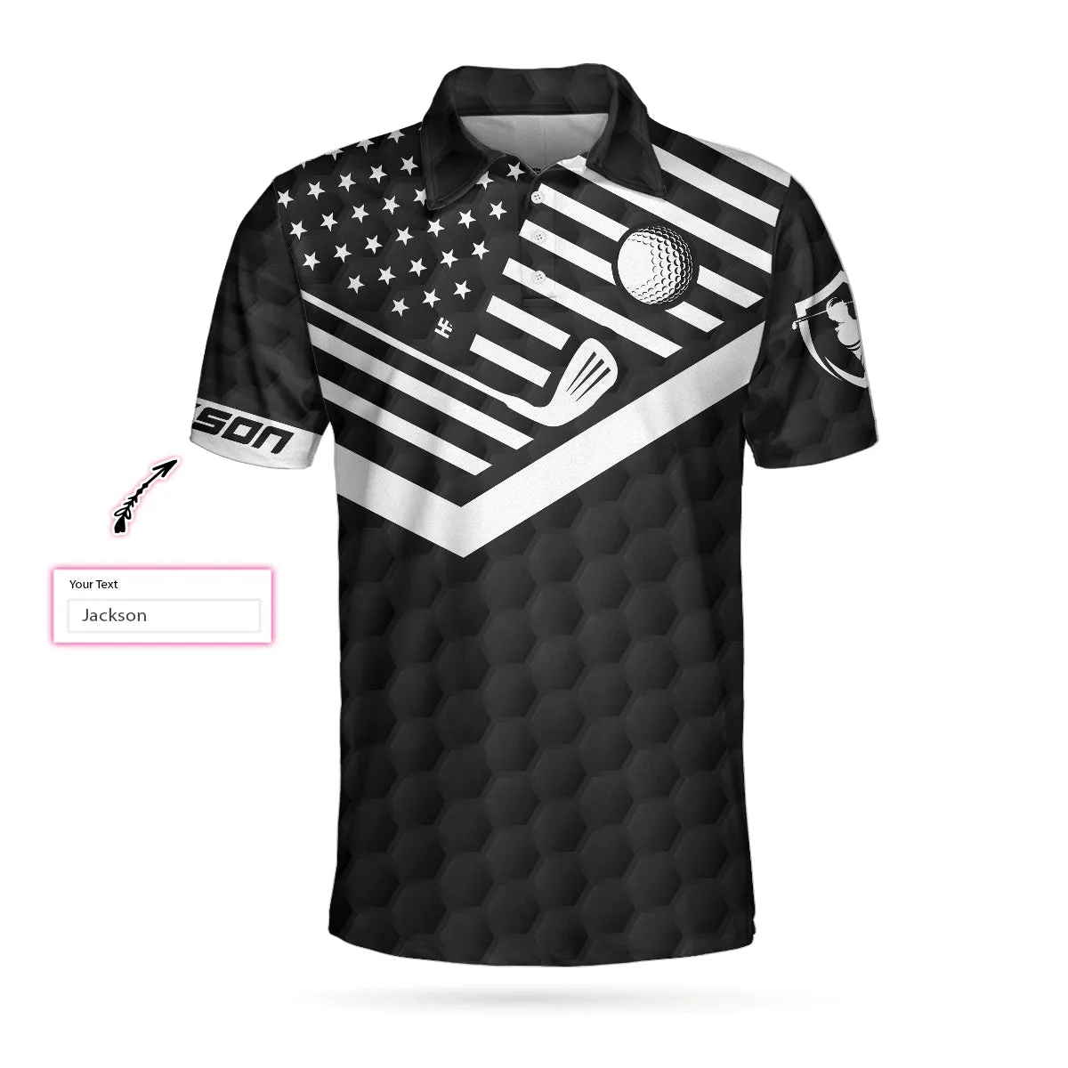 Personalized Black American Flag Golf Shirt For Men, Swing Swear Drink Repeat Custom Polo Shirt Coolspod Coolspod