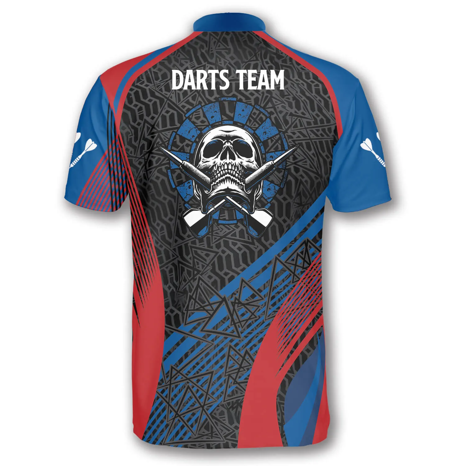 Personalized Blue & Red Skull Custom Darts Jerseys for Men, Idea Gift for Dart Players