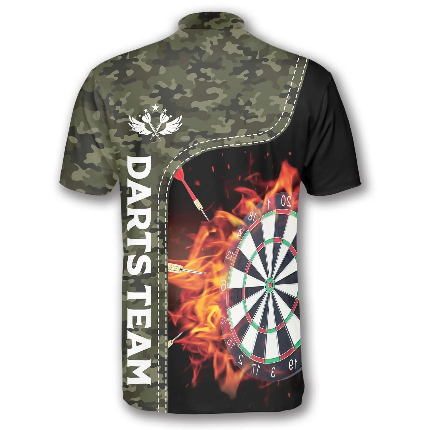 Personalized Camo Dartboard In Fire Custom Darts Jerseys For Men, Idea Gift for Dart Lovers