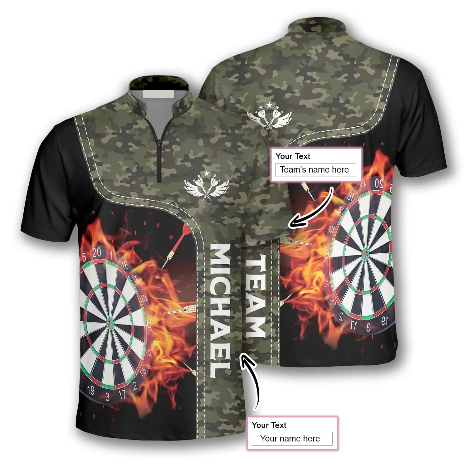 Personalized Camo Dartboard In Fire Custom Darts Jerseys For Men, Idea Gift for Dart Lovers