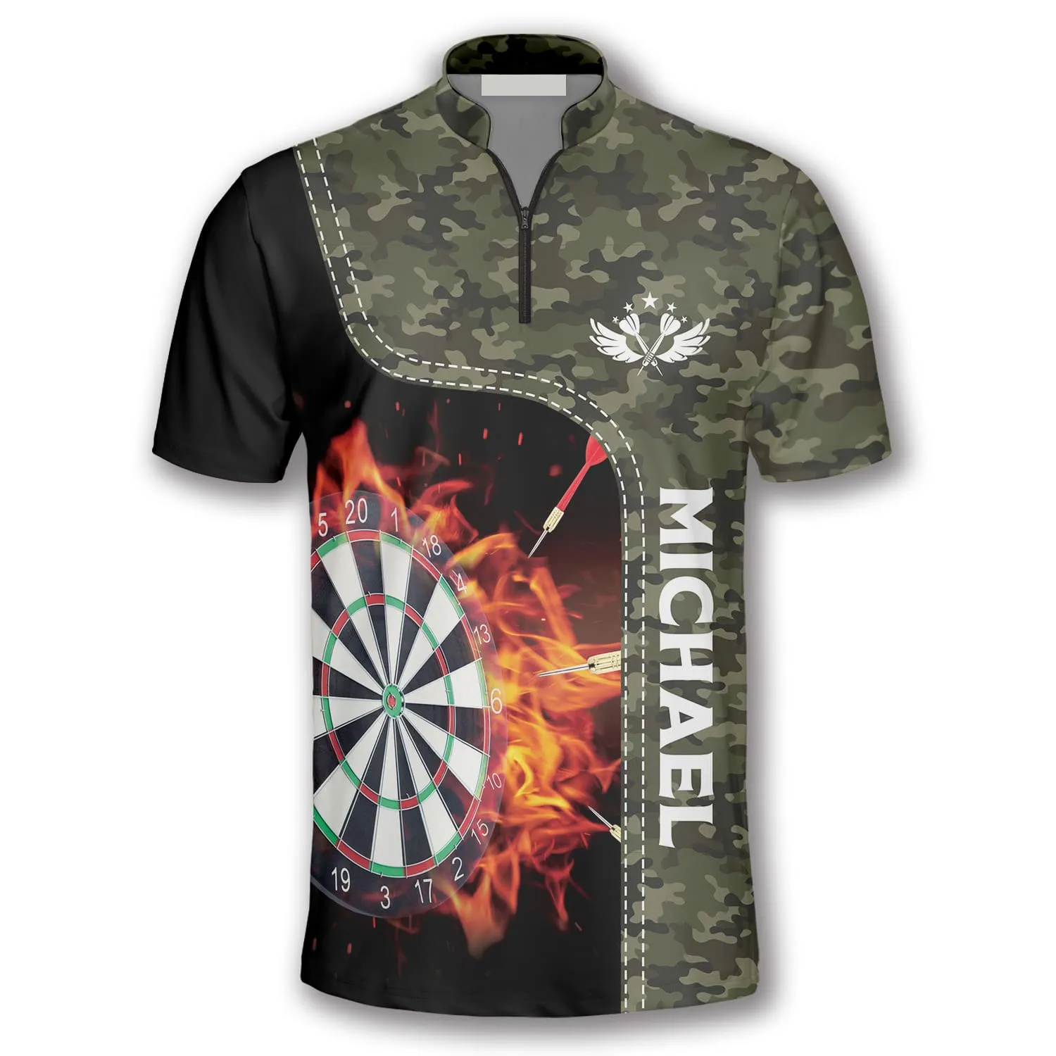 Personalized Camo Dartboard In Fire Custom Darts Jerseys For Men, Idea Gift for Dart Lovers