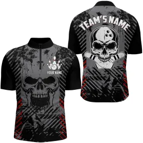 Personalized Skull Bowling Shirt for Men Custom Team's Name Bowling Jersey Shirt, Skull Bowling Jersey