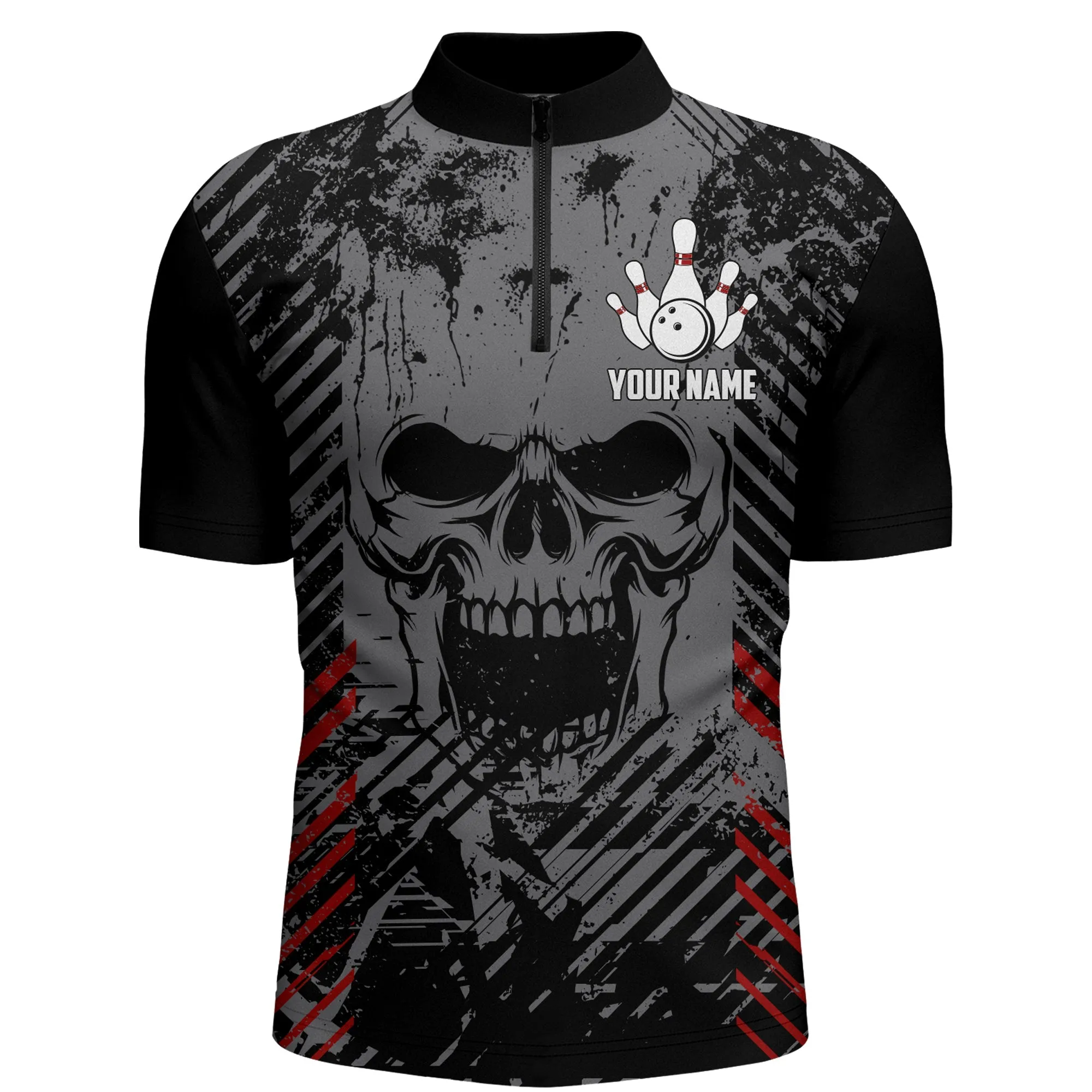 Personalized Skull Bowling Shirt for Men Custom Team's Name Bowling Jersey Shirt, Skull Bowling Jersey