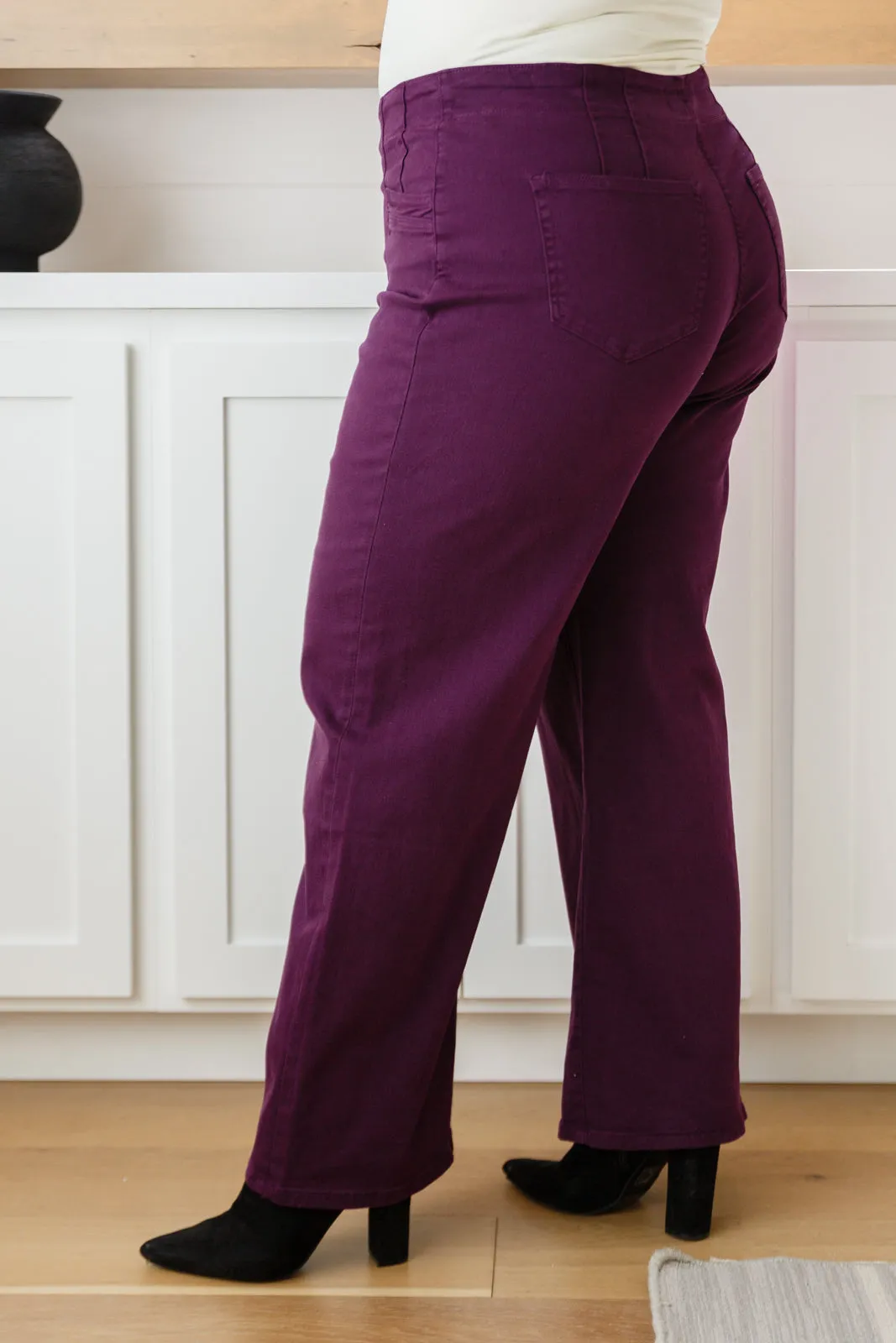 Petunia High Rise Wide Leg Jeans in Plum - MICA Denim