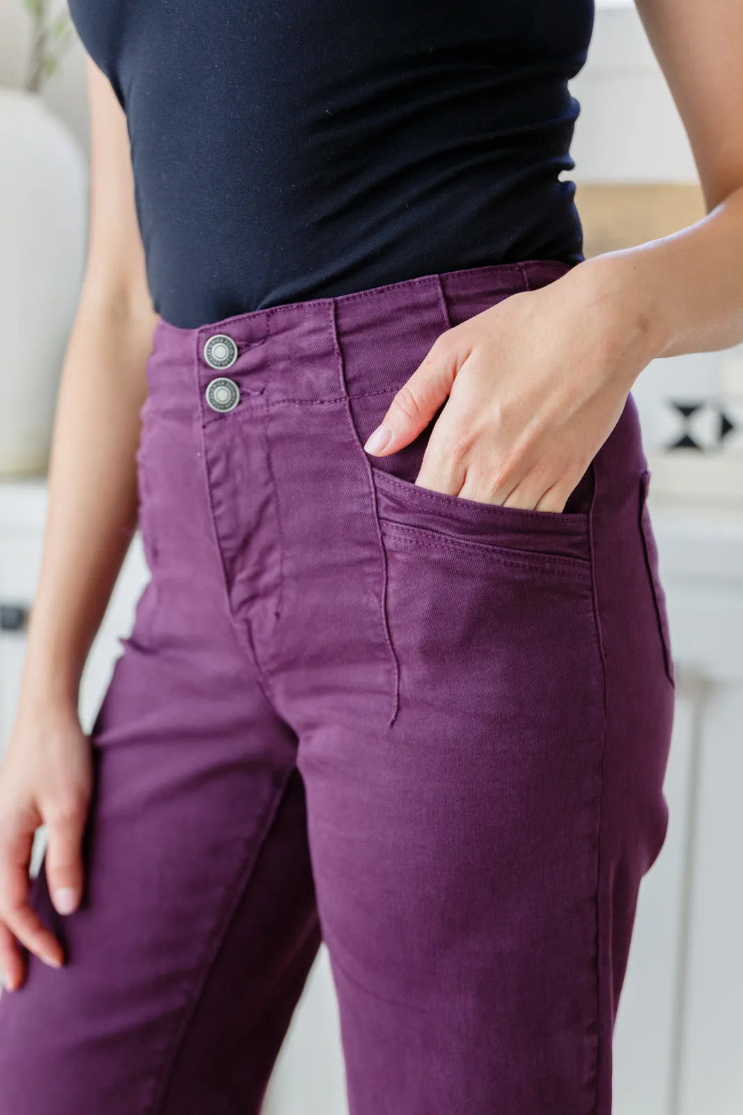 Petunia High Rise Wide Leg Jeans in Plum - MICA Denim