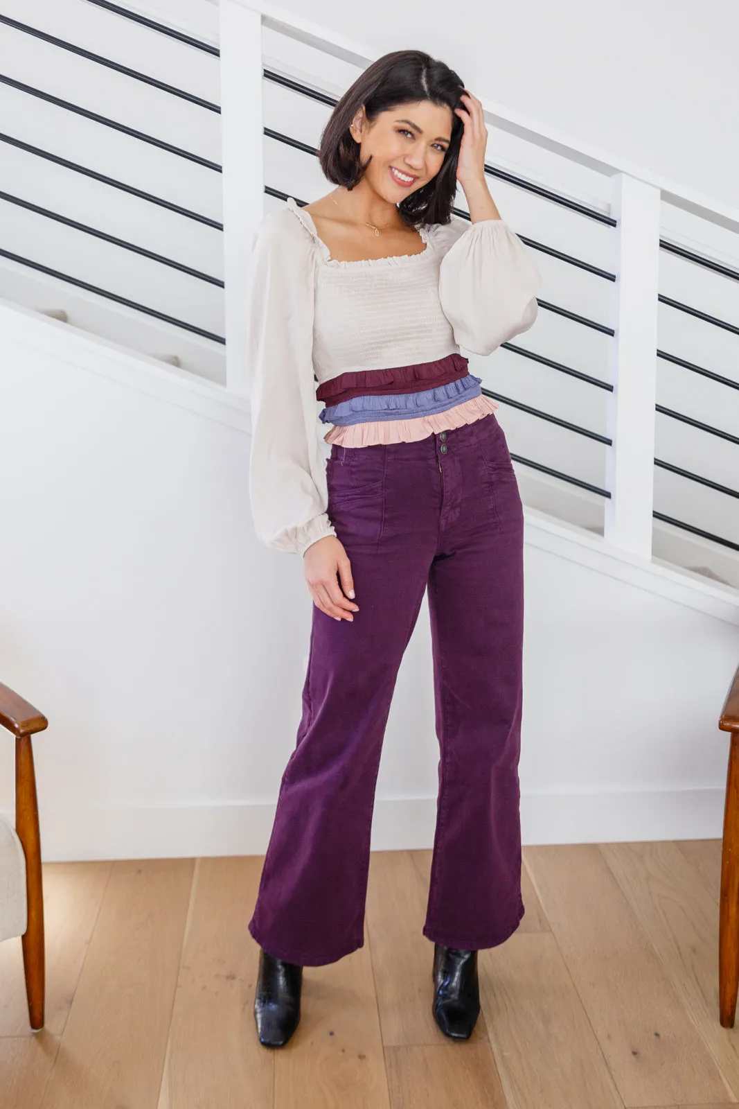 Petunia High Rise Wide Leg Jeans in Plum - MICA Denim