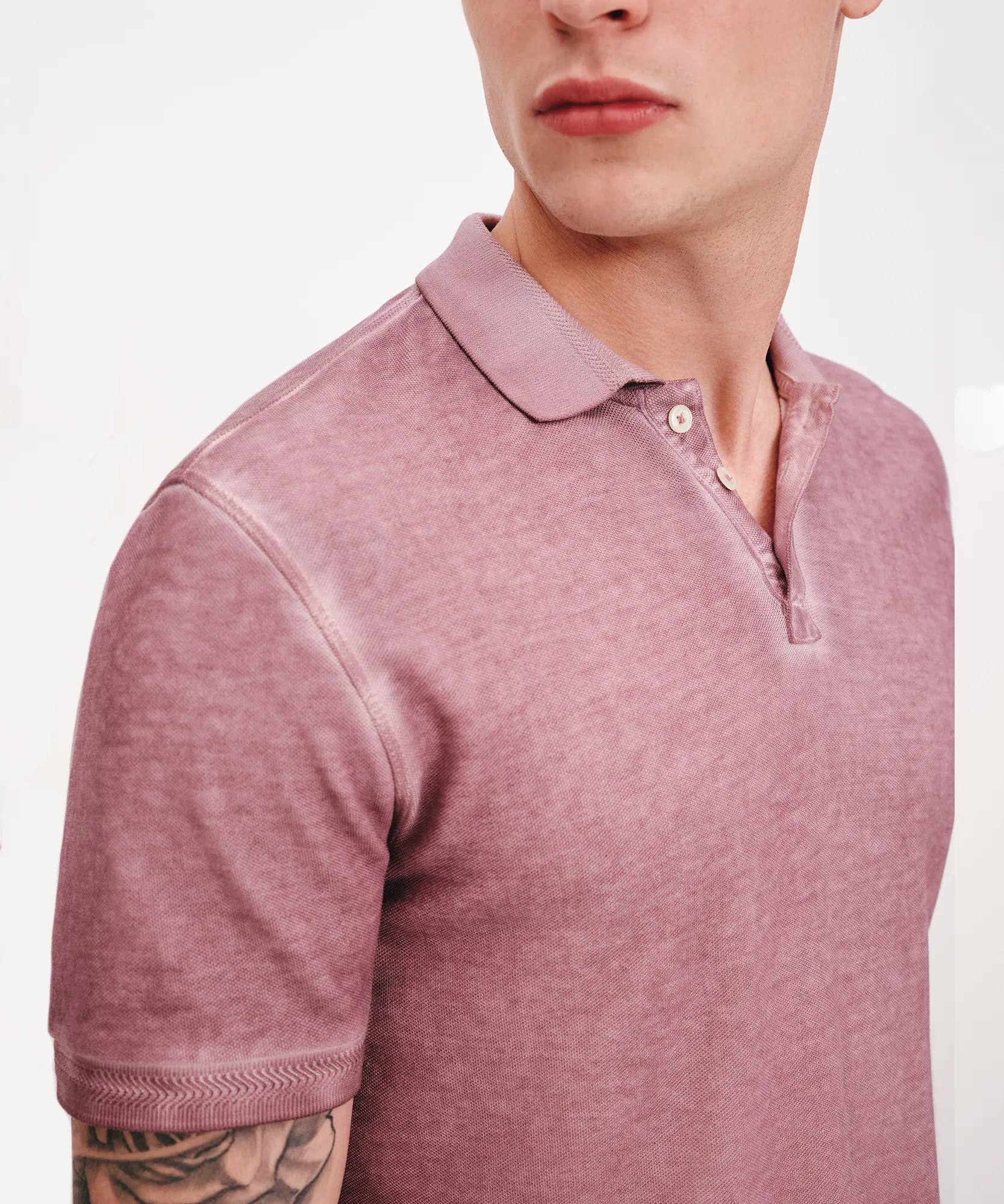 Pique with Chroma Wash Short Sleeve Polo - Wisty Mauve