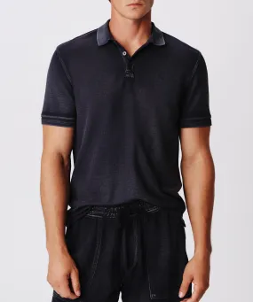 Pique with Wash Short Sleeve Polo - Midnight