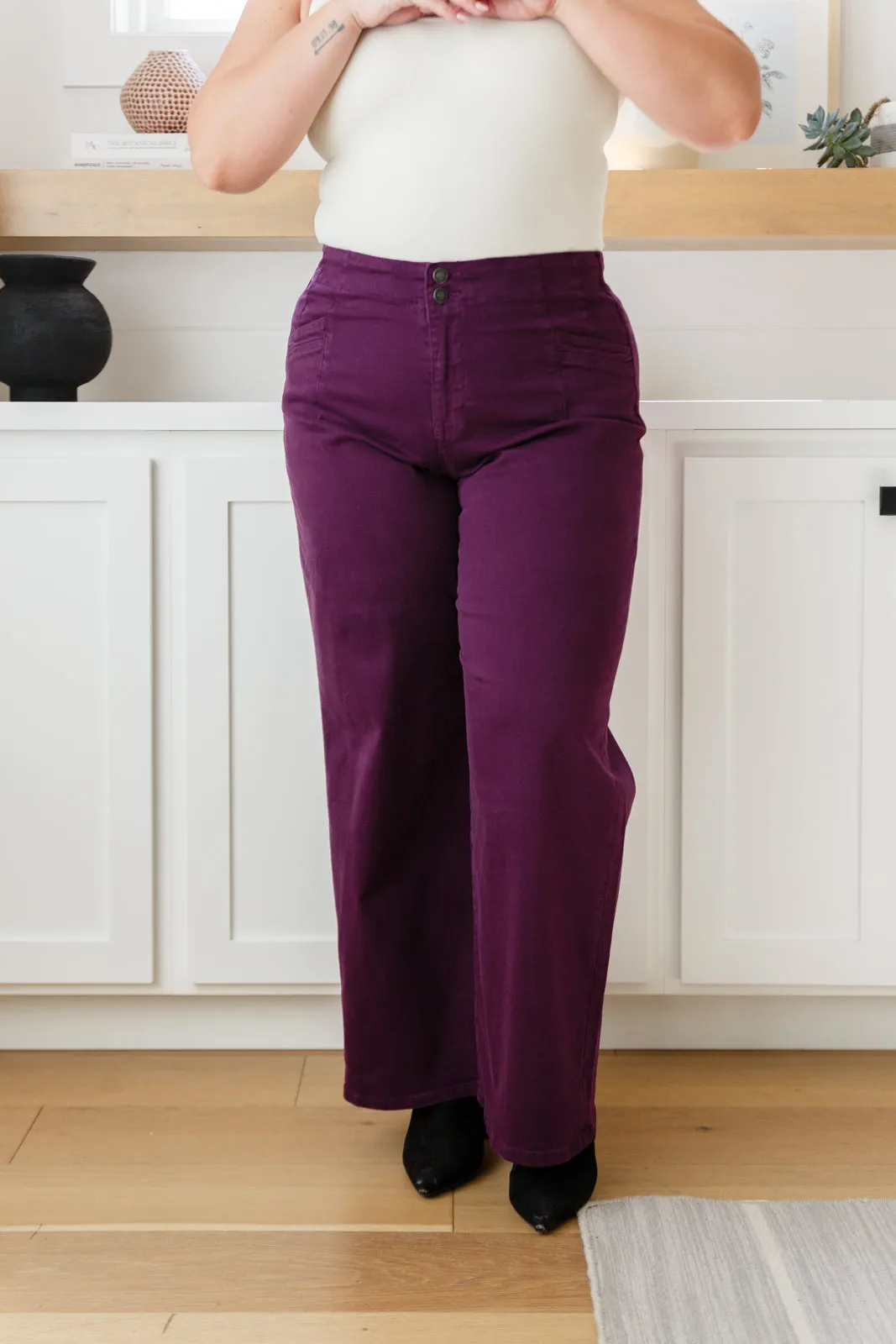 Plum High Rise Wide Leg Jeans