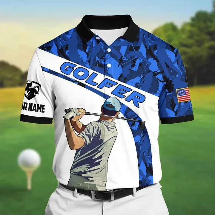 Premium Cool Golfer Polo Shirts Multicolored, Personalized Name Golf Shirt For Men USA Coolspod