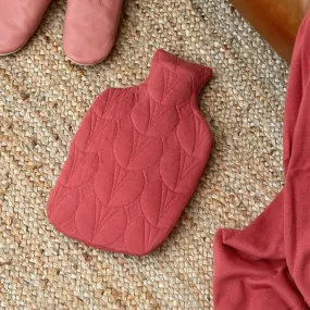 Quilted Cotton Hot Water Bottle - Coral