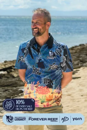 "Protect Our Coral To Save Our Reef" Recycled UPF50  Unisex Polo Shirt